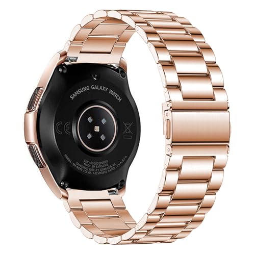 DEALELE Bands Compatible with Samsung Galaxy Watch 7 / FE / 6/6 Classic / 5/5 Pro / 4/4 Classic/Galaxy 3 41mm, 20mm Stainless Steel Metal Replacement Strap for Women Men (Rose gold) - Image 2