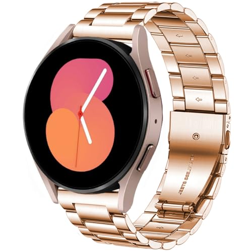 DEALELE Bands Compatible with Samsung Galaxy Watch 7 / FE / 6/6 Classic / 5/5 Pro / 4/4 Classic/Galaxy 3 41mm, 20mm Stainless Steel Metal Replacement Strap for Women Men (Rose gold) - Image 1