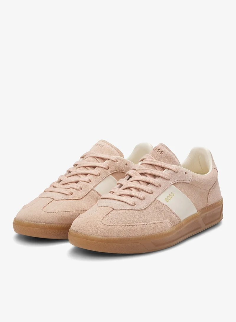 بوس Suede trainers with smooth-leather trims