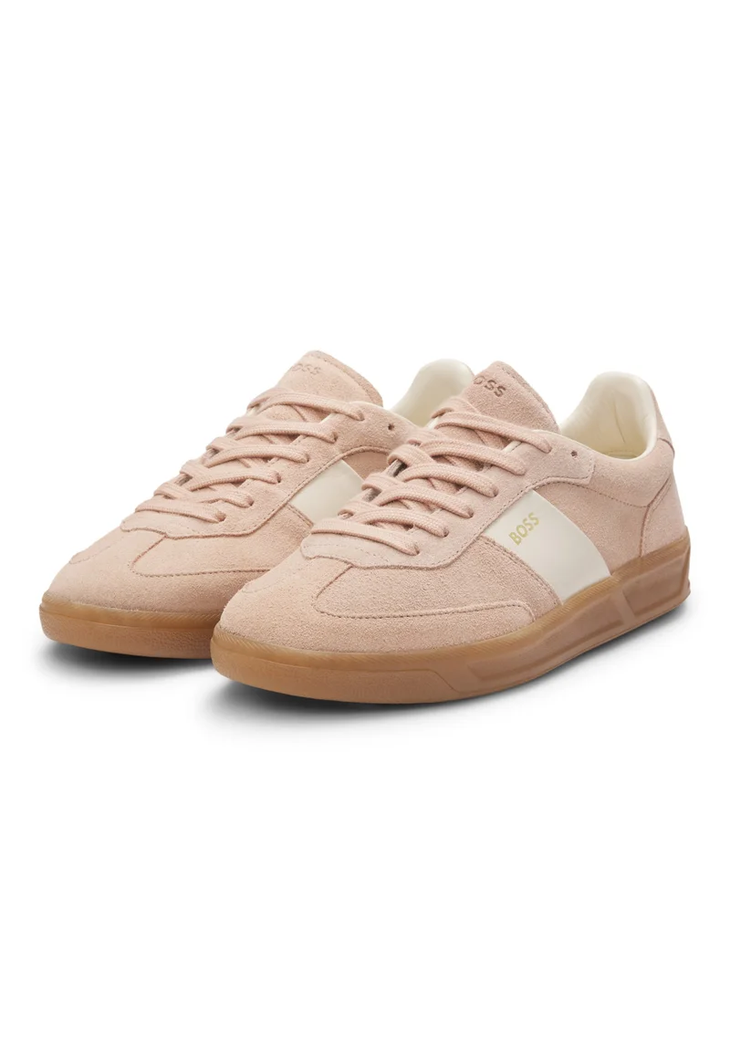BOSS Suede trainers with smooth-leather trims