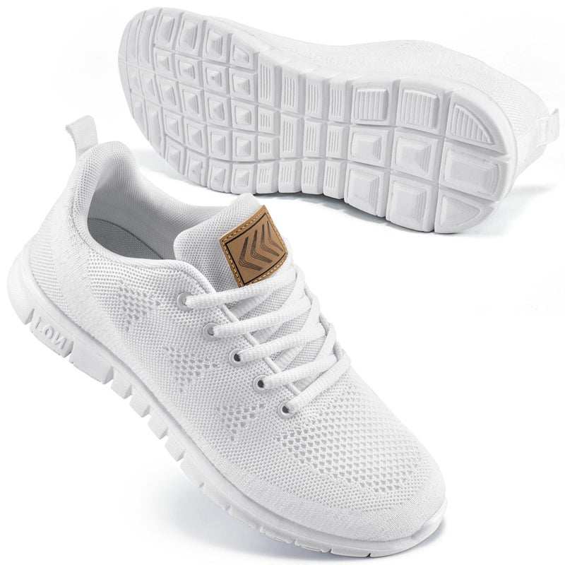 FUDYNMALC Womens Sneakers Tennis Shoes: Fashion Lightweight Non Slip Footwear for Walking Casual Travel White - Image 1