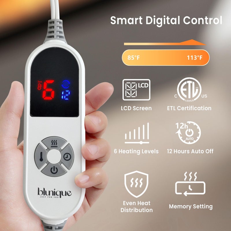 blunique Luxury Faux Fur Heated Blanket Electric Throw - Leopard Print Ultra Soft Thick Warm Heated Blanket, 6 Heating Levels & 12 Hours Auto-Off, ETL Certified, Washable, Luxurious Gifts, 50''x60'' - Image 4