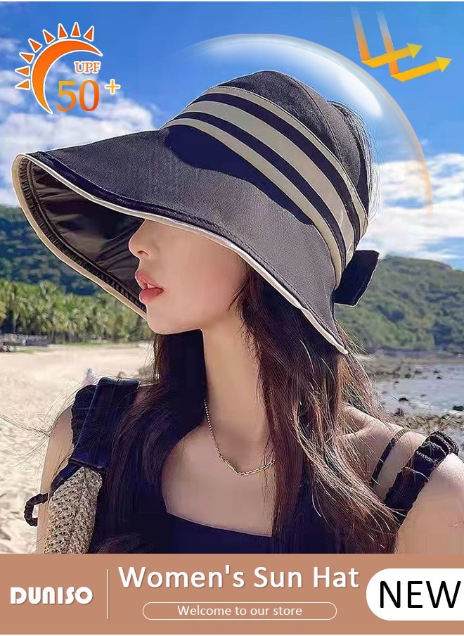 DUNISO Womens Sun Hat UV Protection Sunshade Hat Wide Brim Beach Hat Straw Hats Summer Travel Beach Cap Floppy Hat for Outdoor Sun Protection, Fishing, Hiking, Garden, Camping  - Image 1