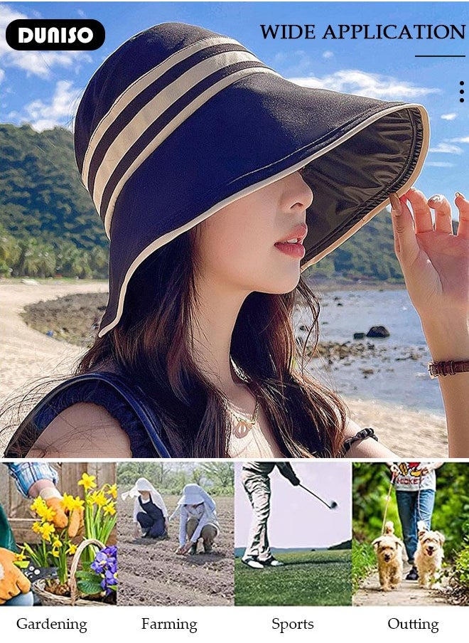 DUNISO Womens Sun Hat UV Protection Sunshade Hat Wide Brim Beach Hat Straw Hats Summer Travel Beach Cap Floppy Hat for Outdoor Sun Protection, Fishing, Hiking, Garden, Camping  - Image 5