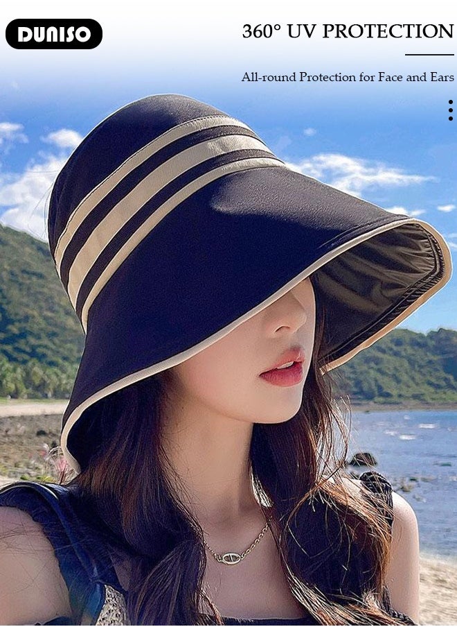 DUNISO Womens Sun Hat UV Protection Sunshade Hat Wide Brim Beach Hat Straw Hats Summer Travel Beach Cap Floppy Hat for Outdoor Sun Protection, Fishing, Hiking, Garden, Camping  - Image 2