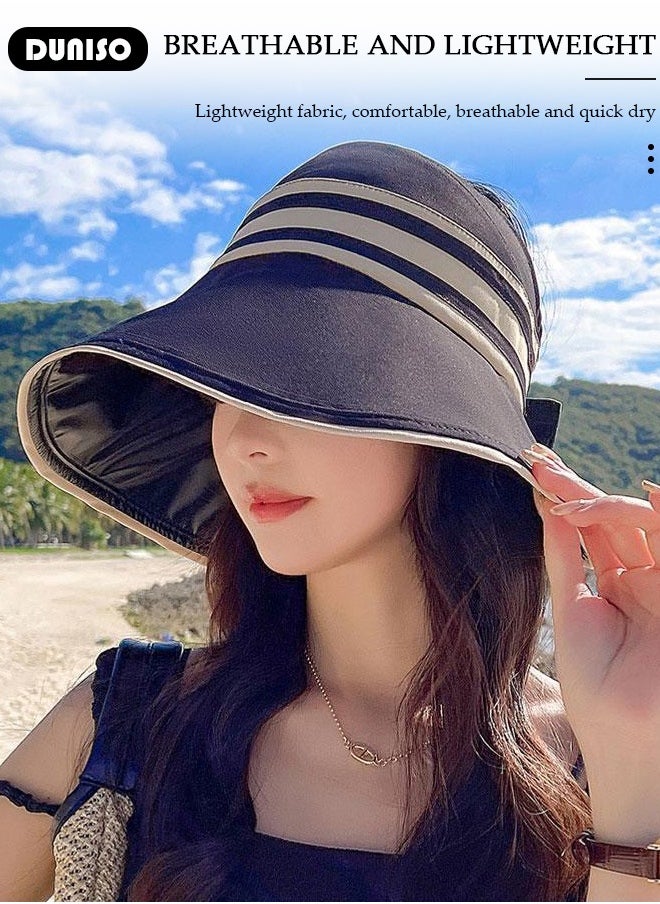 DUNISO Womens Sun Hat UV Protection Sunshade Hat Wide Brim Beach Hat Straw Hats Summer Travel Beach Cap Floppy Hat for Outdoor Sun Protection, Fishing, Hiking, Garden, Camping  - Image 4