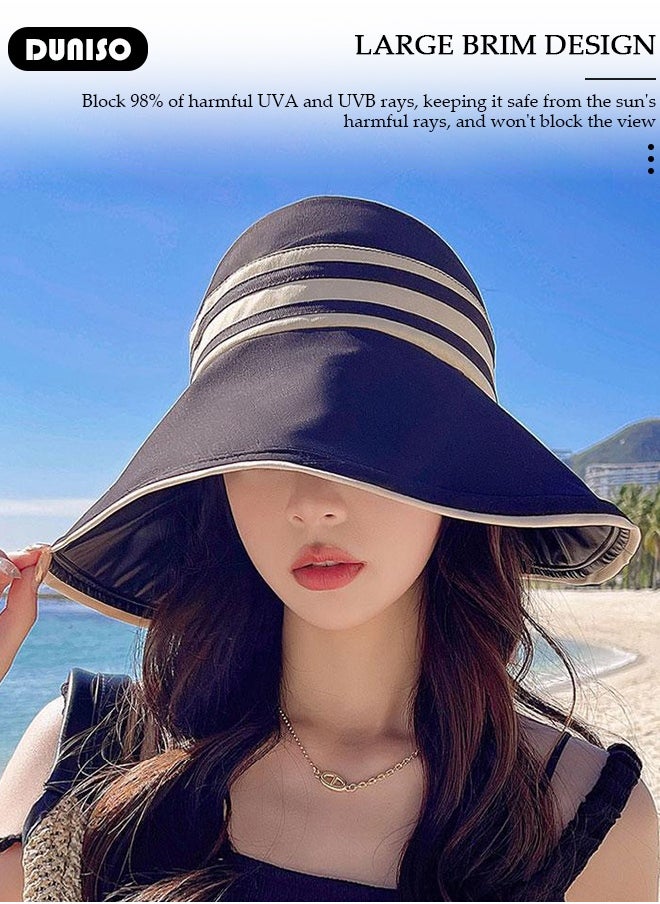 DUNISO Womens Sun Hat UV Protection Sunshade Hat Wide Brim Beach Hat Straw Hats Summer Travel Beach Cap Floppy Hat for Outdoor Sun Protection, Fishing, Hiking, Garden, Camping  - Image 3