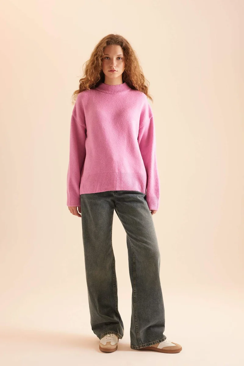 DeFacto Oversize Fit Half Turtleneck Knitwear Pullover