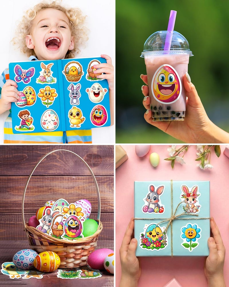 JCFIRE 100 PCS Easter Stickers for Kids, Waterproof Vinyl Cute Bunny & Egg Decals, Ultimate Easter Basket Stuffers for Toddlers, Teens, Boys & Girls, Egg Fillers, Party Favors, Crafts & Decorations - Image 3