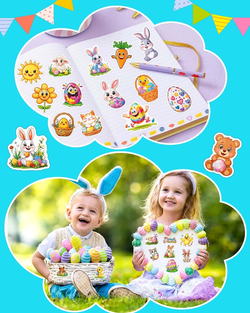 JCFIRE 100 PCS Easter Stickers for Kids, Waterproof Vinyl Cute Bunny & Egg Decals, Ultimate Easter Basket Stuffers for Toddlers, Teens, Boys & Girls, Egg Fillers, Party Favors, Crafts & Decorations - Image 5