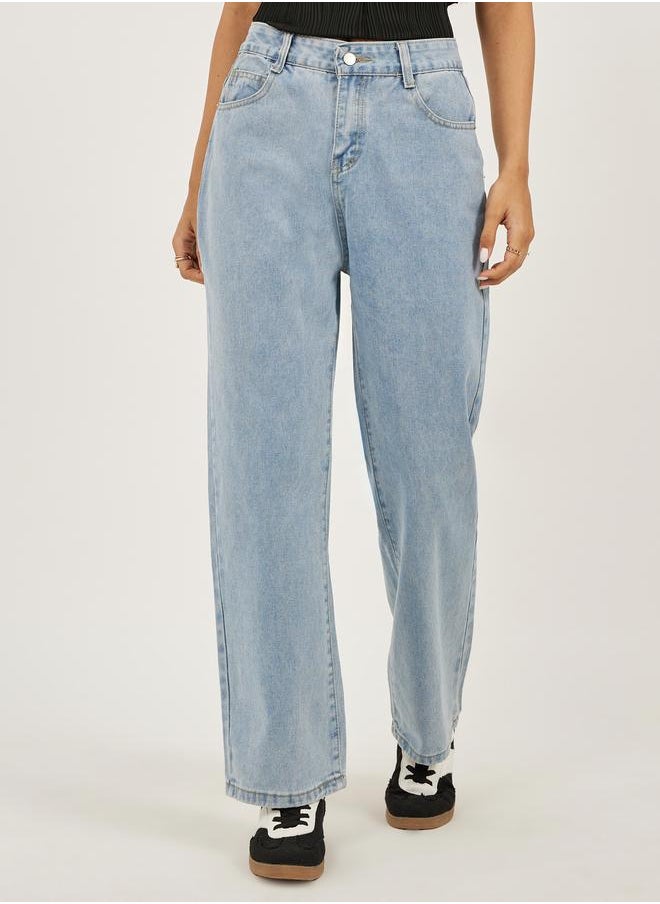 Styli Mid Rise Light Wash Straight Leg Jeans  - Image 2