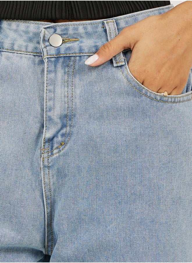 Styli Mid Rise Light Wash Straight Leg Jeans  - Image 3