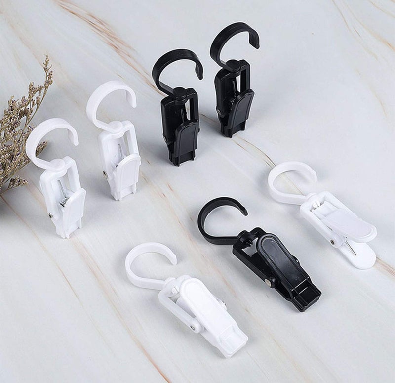 Wenplus Super Strong Swivel Hanging Hooks - Laundry & Curtain Clips, Clothes Pins - Beach Towel Clips, 4.3-inch, White (10-pack) - Image 5