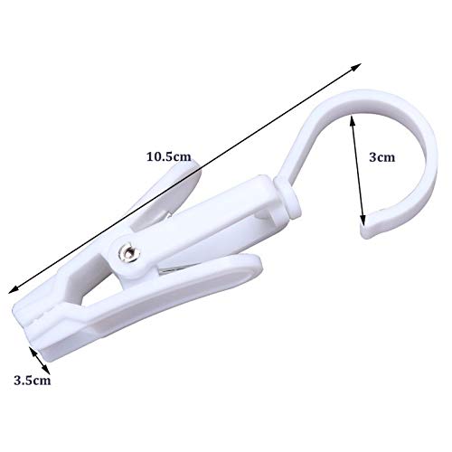 Wenplus Super Strong Swivel Hanging Hooks - Laundry & Curtain Clips, Clothes Pins - Beach Towel Clips, 4.3-inch, White (10-pack) - Image 2