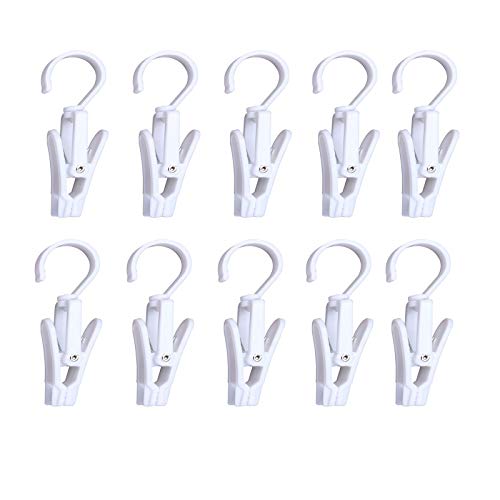Wenplus Super Strong Swivel Hanging Hooks - Laundry & Curtain Clips, Clothes Pins - Beach Towel Clips, 4.3-inch, White (10-pack) - Image 1
