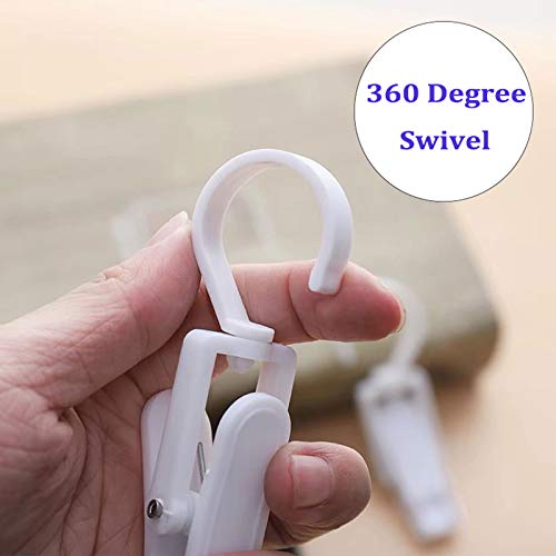 Wenplus Super Strong Swivel Hanging Hooks - Laundry & Curtain Clips, Clothes Pins - Beach Towel Clips, 4.3-inch, White (10-pack) - Image 3
