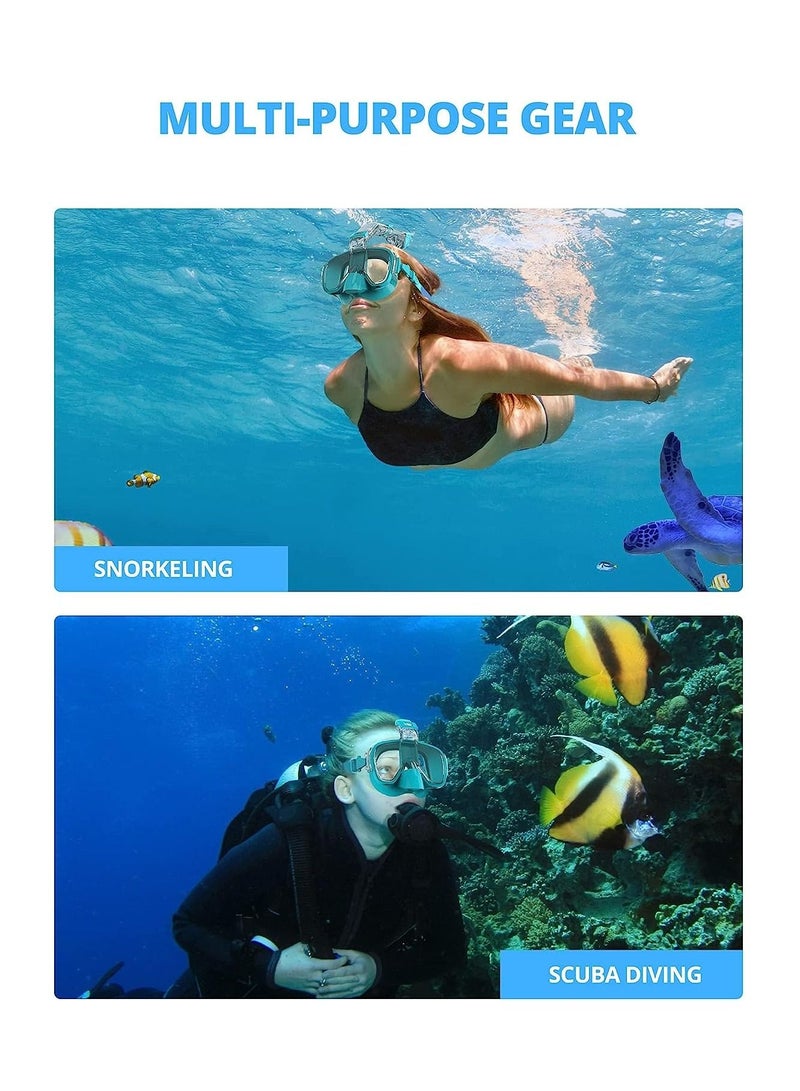 Snorkel Mask, Scuba Mask Anti-Fog Anti-Leak with Camera Mount Diving Mask Snorkeling Mask, for Adults and Young
