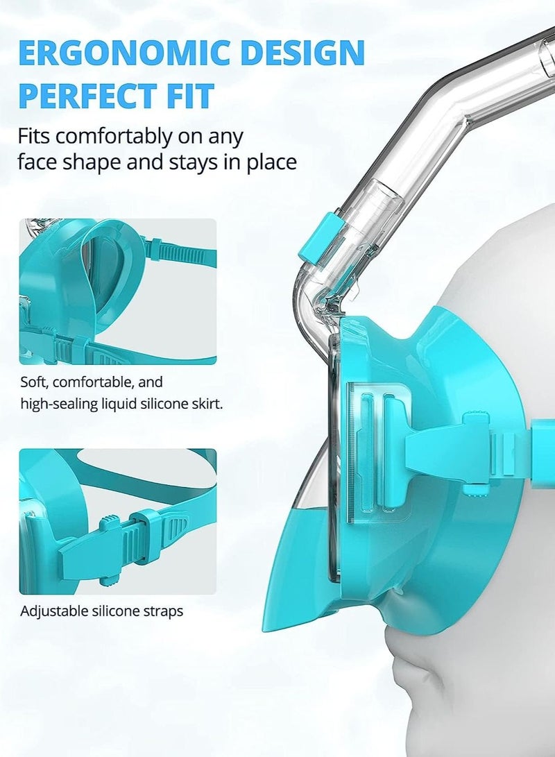 Snorkel Mask, Scuba Mask Anti-Fog Anti-Leak with Camera Mount Diving Mask Snorkeling Mask, for Adults and Young