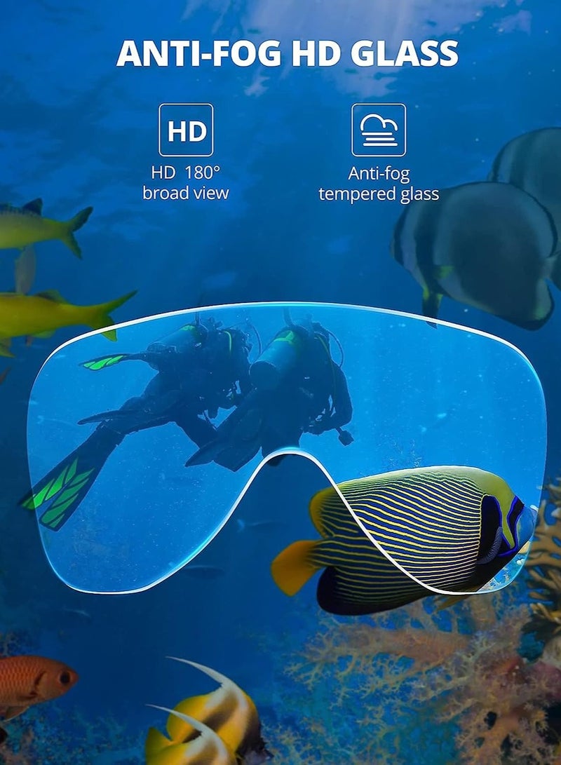 Snorkel Mask, Scuba Mask Anti-Fog Anti-Leak with Camera Mount Diving Mask Snorkeling Mask, for Adults and Young