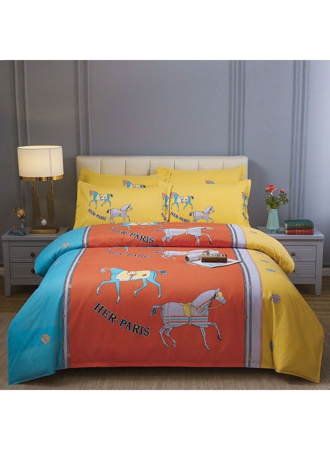 Generic Thickened Large Edition Flower Sanding Skin-Friendly Non-Cotton Four-Piece Set Single And Double Bed Sheet Quilt Cover Dormitory Three-Piece Set Bed Dream Domain-Color:Tb*028*tasteful Life-Specifications:Quilt Cover 1.5*2.0+sheets+pillowcases*2  - Image 1