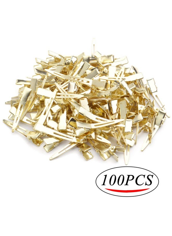 BronaGrand Hair Clips, 100Pcs 4.5Cm Single Prong Clips Gold Curl Pins Duckbill Section Clips For Hair Extensions Styling Crafting  - Image 1