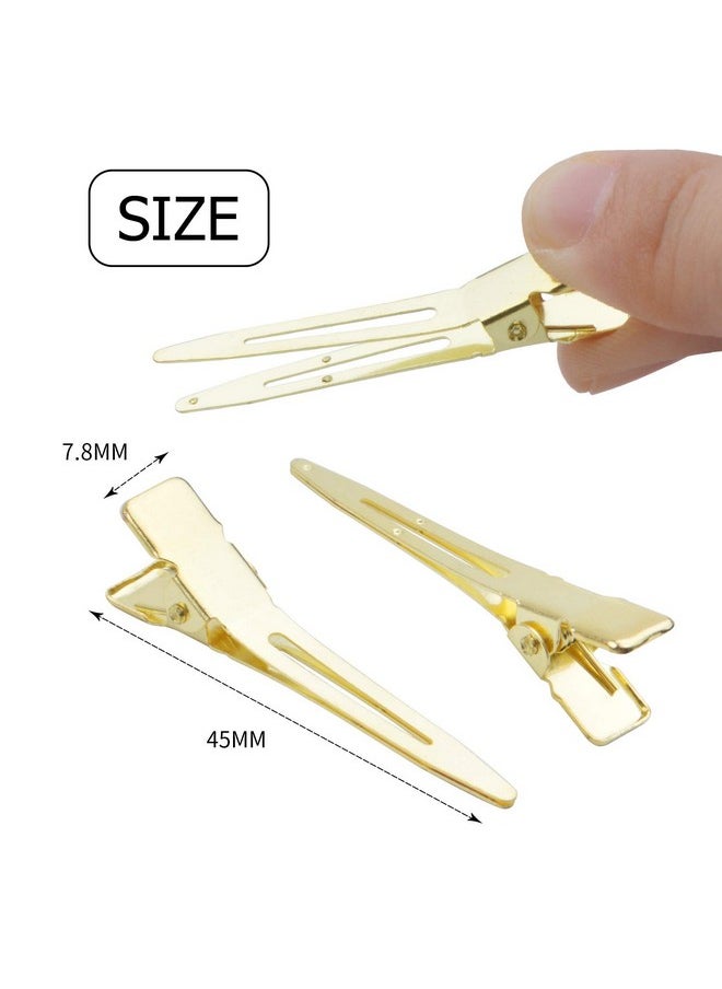 BronaGrand Hair Clips, 100Pcs 4.5Cm Single Prong Clips Gold Curl Pins Duckbill Section Clips For Hair Extensions Styling Crafting  - Image 2