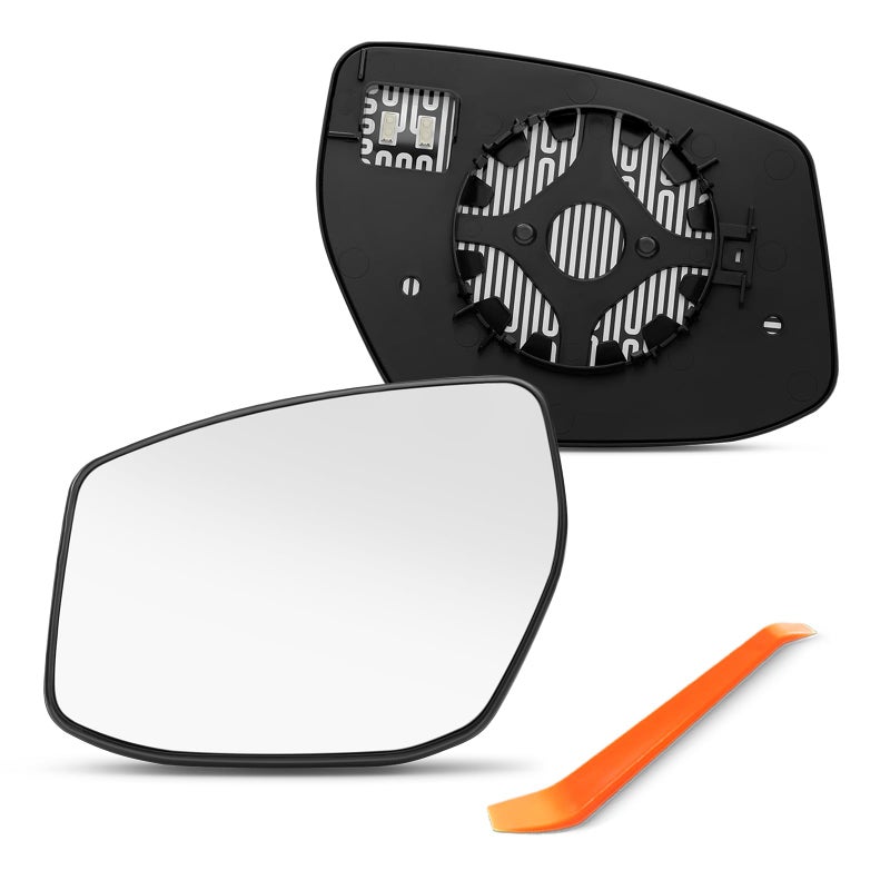 Generic SNEMEEY Driver Side Mirror Replacement for Nissan Altima 2013 2014 2015 2016 2017 2018, Nissan Sentra 2013-2018 - Left Side Mirror Glass with Backing Plate, Chrome, Power Heated  - Image 1