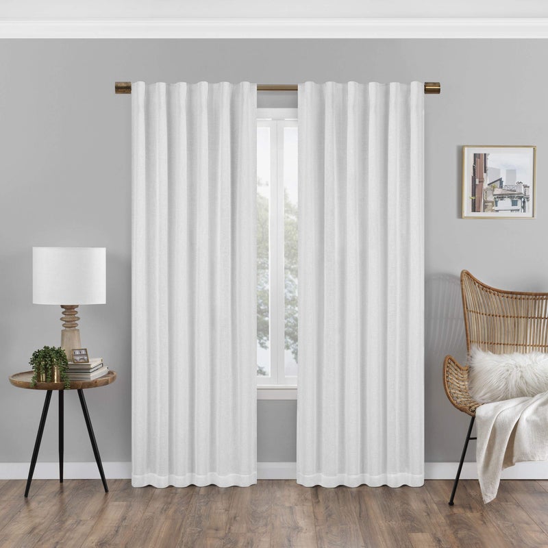 eclipse Eclipse Nora Solid Modern 100 Blackout Thermal Rod Pocket Window Curtain for Bedroom or Living Room 1 Panel 50 in x 95 in White 
