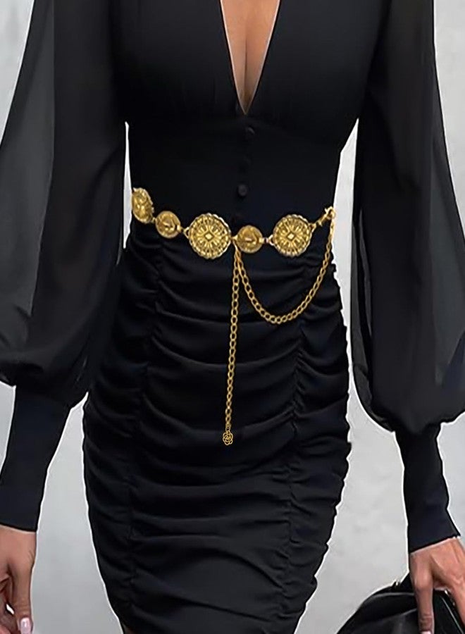 KOSMOS-LI Boho Waist Chain Belt Anti Gold Plate Chain for Women Dress Body Chain Metal Waist Chain - Image 2