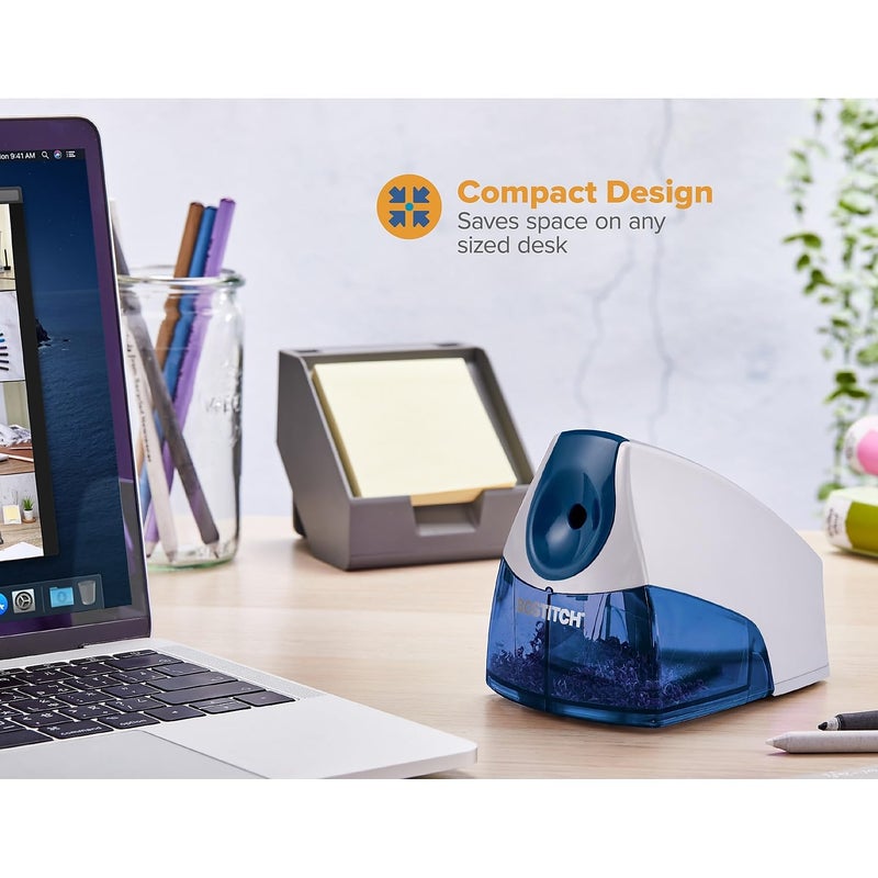 Bostitch Office Electric Pencil Sharpener, Heavy Duty Powerful Stall-Free Motor, High Capacity Shavings Tray, for Office or Classroom, Blue - Image 3