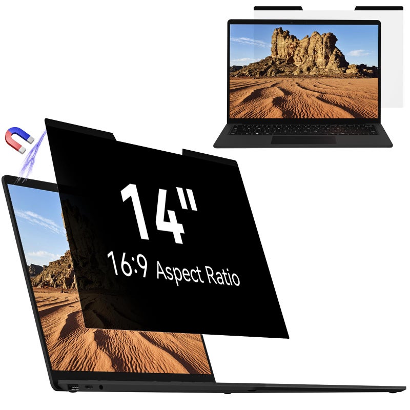 Mamol Magnetic Laptop Privacy Screen 14 inch ,16:9 Aspect Removable Anti Glare Protector Blue Light Privacy Screen Filter,Filter Shield Compatible with HP/Dell/Acer/Asus/Samsung/Lenovo/Thinkpad Envy - Image 1