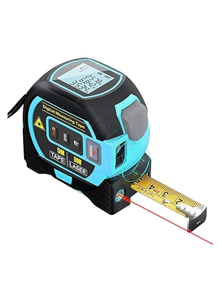 PROMASS 3in1 Laser Rangefinder 5m Tape Measure Ruler LCD Display with Backlight Distance Meter Building Measurement Device Area Volumes Surveying Equipment  - Image 1