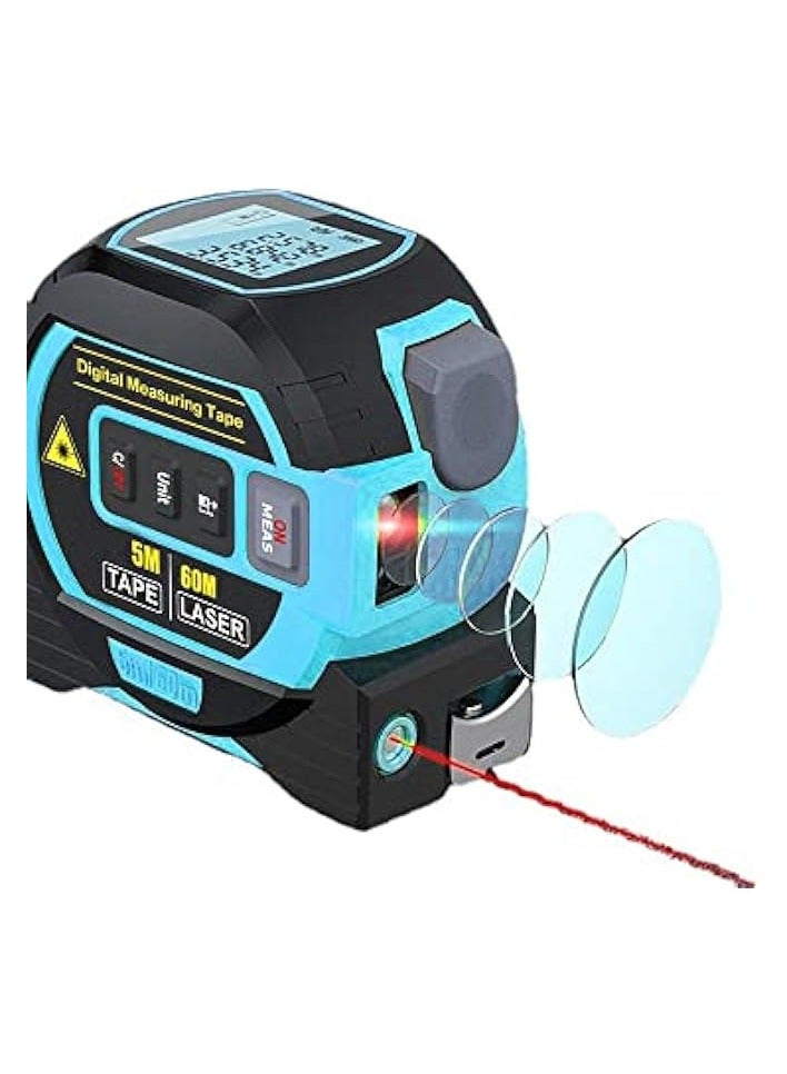 PROMASS 3in1 Laser Rangefinder 5m Tape Measure Ruler LCD Display with Backlight Distance Meter Building Measurement Device Area Volumes Surveying Equipment  - Image 4