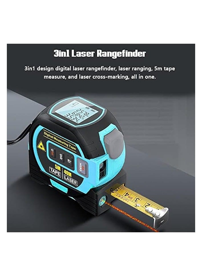 PROMASS 3in1 Laser Rangefinder 5m Tape Measure Ruler LCD Display with Backlight Distance Meter Building Measurement Device Area Volumes Surveying Equipment  - Image 5
