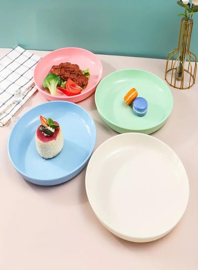 KitchEase Degradable Lightweight Wheat Straw Plates - 9.05" Unbreakable Dinnerware, Dishwasher & Microwave Safe for Kids, Toddlers, Adults, Ideal for Salads, Pasta, Snacks & More - (Blue, 4Pcs) - Image 2