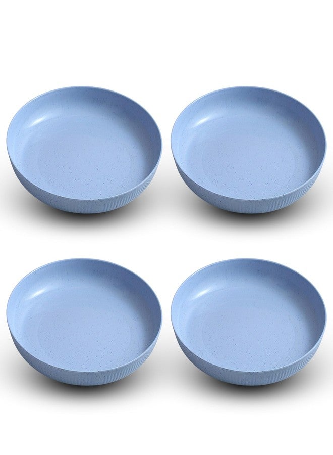 KitchEase Degradable Lightweight Wheat Straw Plates - 9.05" Unbreakable Dinnerware, Dishwasher & Microwave Safe for Kids, Toddlers, Adults, Ideal for Salads, Pasta, Snacks & More - (Blue, 4Pcs) - Image 1
