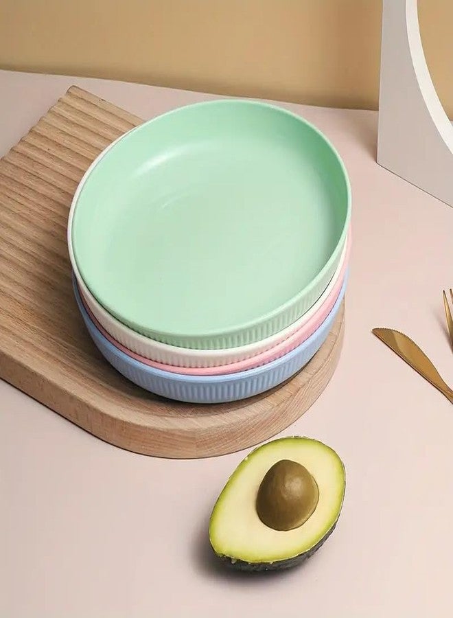 KitchEase Degradable Lightweight Wheat Straw Plates - 9.05" Unbreakable Dinnerware, Dishwasher & Microwave Safe for Kids, Toddlers, Adults, Ideal for Salads, Pasta, Snacks & More - (Blue, 4Pcs) - Image 4