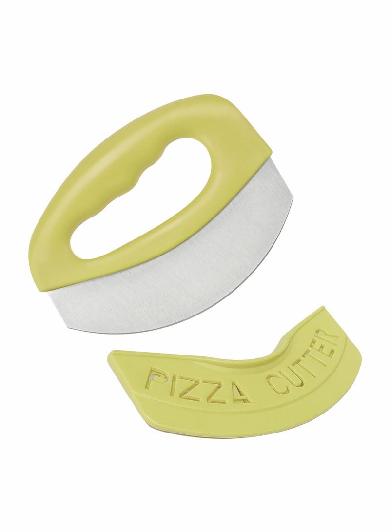 NIBEMINENT Pizza Cutter, Food Chopper-Super Sharp Blade Premium Stainless Steel Cutter Rocker Slicer with Protective Sheath Multi Function Knife Kitchen Tools, Dishwasher Safe (Green) - Image 1