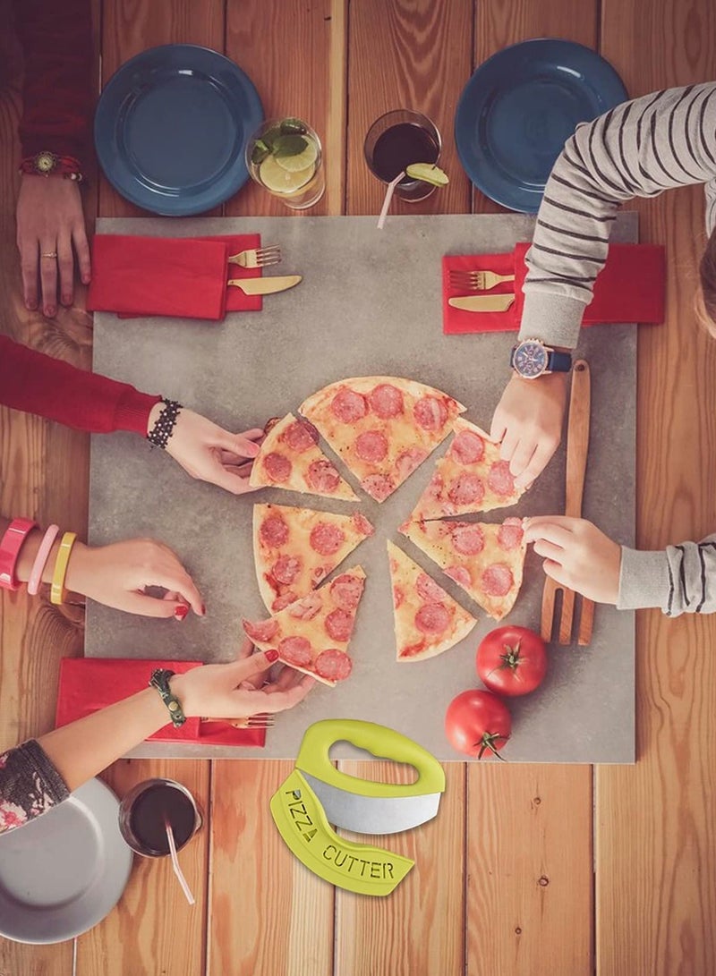 NIBEMINENT Pizza Cutter, Food Chopper-Super Sharp Blade Premium Stainless Steel Cutter Rocker Slicer with Protective Sheath Multi Function Knife Kitchen Tools, Dishwasher Safe (Green) - Image 5