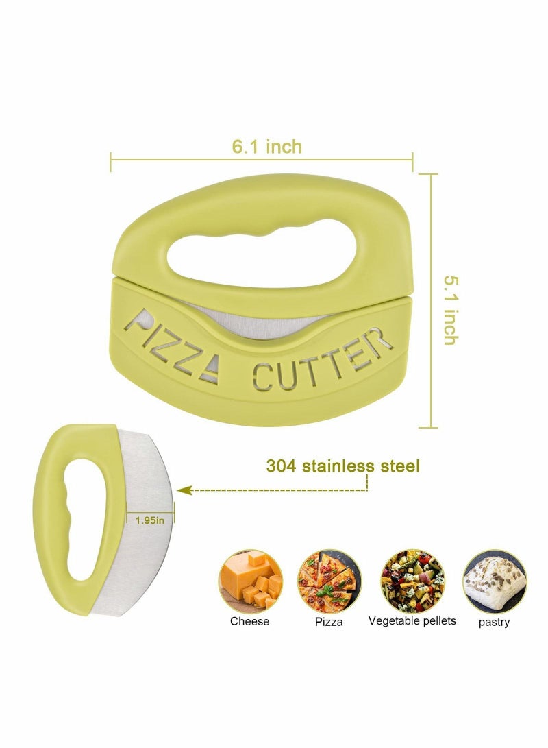NIBEMINENT Pizza Cutter, Food Chopper-Super Sharp Blade Premium Stainless Steel Cutter Rocker Slicer with Protective Sheath Multi Function Knife Kitchen Tools, Dishwasher Safe (Green) - Image 2