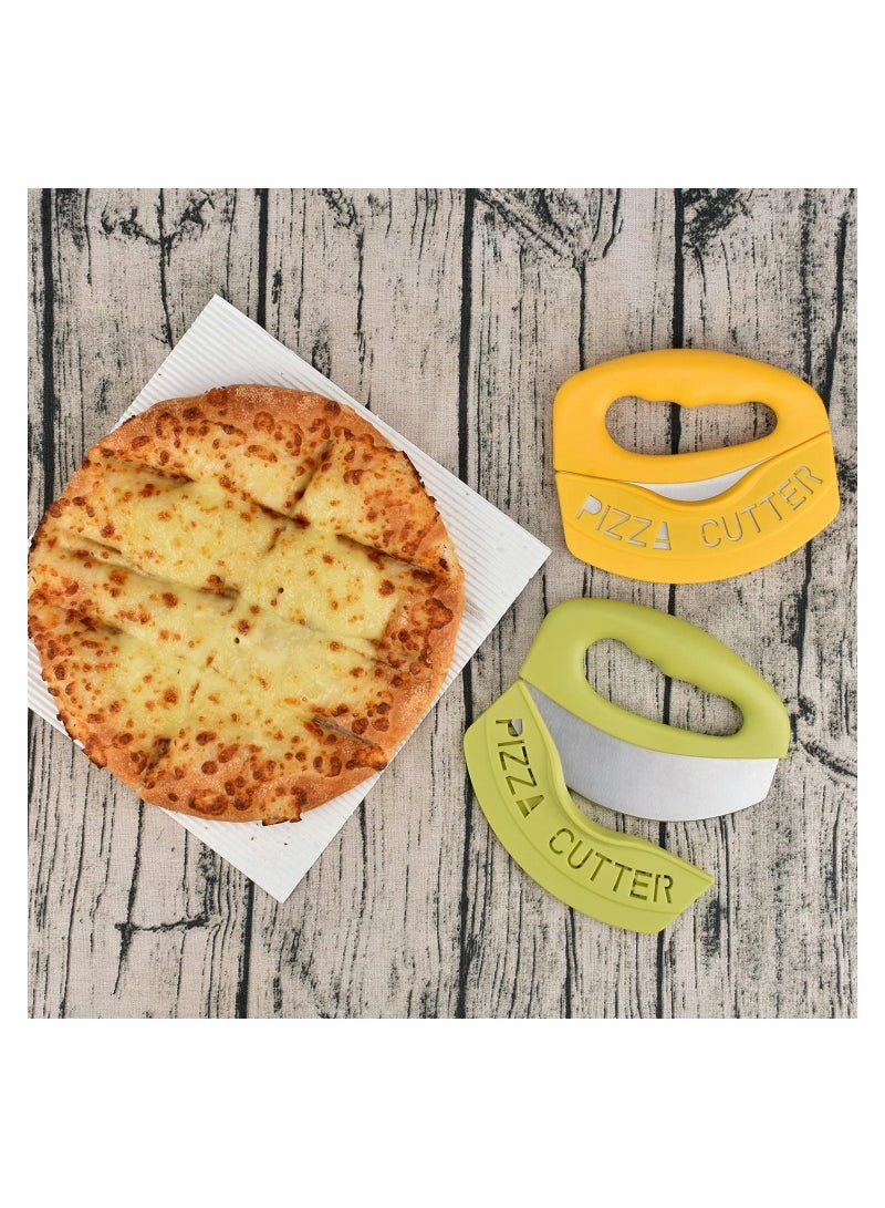 NIBEMINENT Pizza Cutter, Food Chopper-Super Sharp Blade Premium Stainless Steel Cutter Rocker Slicer with Protective Sheath Multi Function Knife Kitchen Tools, Dishwasher Safe (Green) - Image 3