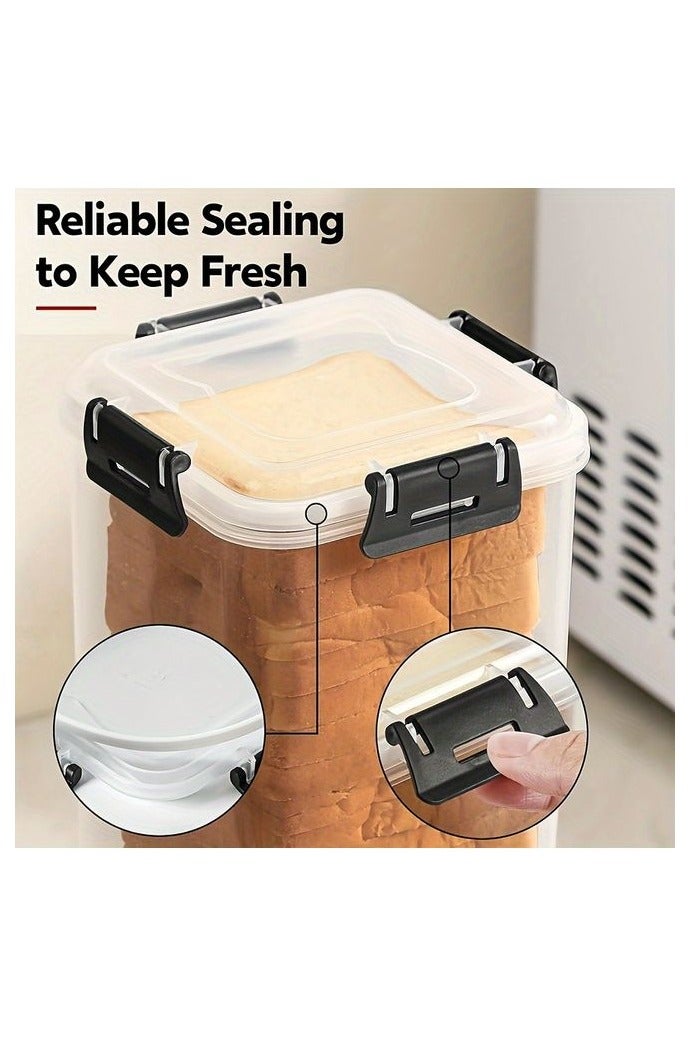 【1-Pack Flip Top Bread Box】 1-Pack Plastic Bread Box with Flip Top Lid - Freezer-Safe Rectangular Bread Storage Container with Reliable Sealing for Kitchen Freshness Preservation - Upgraded Snap-Lock Keep Bread Fresh Organizer - Image 2