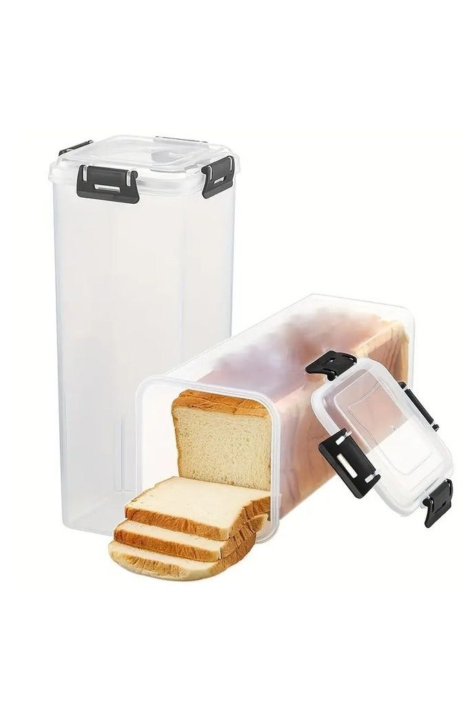 【1-Pack Flip Top Bread Box】 1-Pack Plastic Bread Box with Flip Top Lid - Freezer-Safe Rectangular Bread Storage Container with Reliable Sealing for Kitchen Freshness Preservation - Upgraded Snap-Lock Keep Bread Fresh Organizer - Image 1