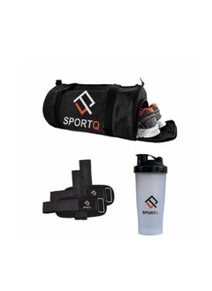 A set of multiple products from SportQ that help you in exercising. A large-capacity bag, a special pocket for carrying shoes, a protein shaker, and a tensioner that helps in lifting weights. - pzsku/ZD51620660B9B8342BFEAZ/45/_/1719907638/6f3bc340-7fe1-4a36-9196-0887a27be0e3