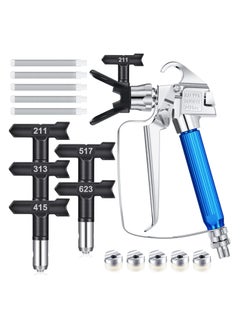 Generic Airless Paint Sprayer Gun Set, Includes Nozzle Guard, 5 Spray Tips, 211, 313, 415, 517, 623 and 5 Filters, Accessories for Airless Spraying Machines, 12 Pcs  - Image 1