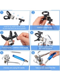 Generic Airless Paint Sprayer Gun Set, Includes Nozzle Guard, 5 Spray Tips, 211, 313, 415, 517, 623 and 5 Filters, Accessories for Airless Spraying Machines, 12 Pcs  - Image 4