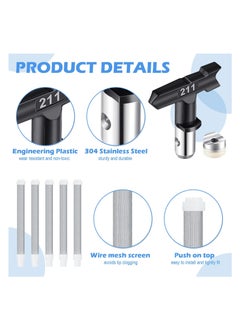 Generic Airless Paint Sprayer Gun Set, Includes Nozzle Guard, 5 Spray Tips, 211, 313, 415, 517, 623 and 5 Filters, Accessories for Airless Spraying Machines, 12 Pcs  - Image 3