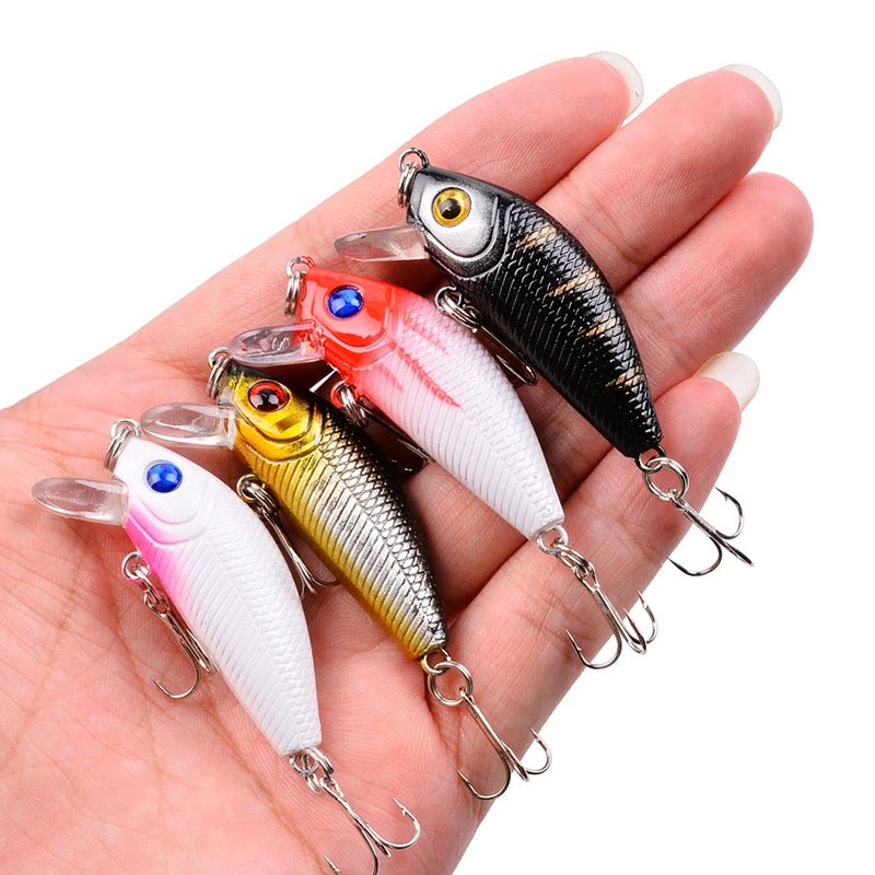 Aorace 56pcs Fishing Lures Large Hard Bait Minnow VIB Lure with Treble Hook Life-Like Swimbait Fishing Bait Popper Crankbait Vibe Sinking Lure for Bass Trout Walleye Redfish - Image 4