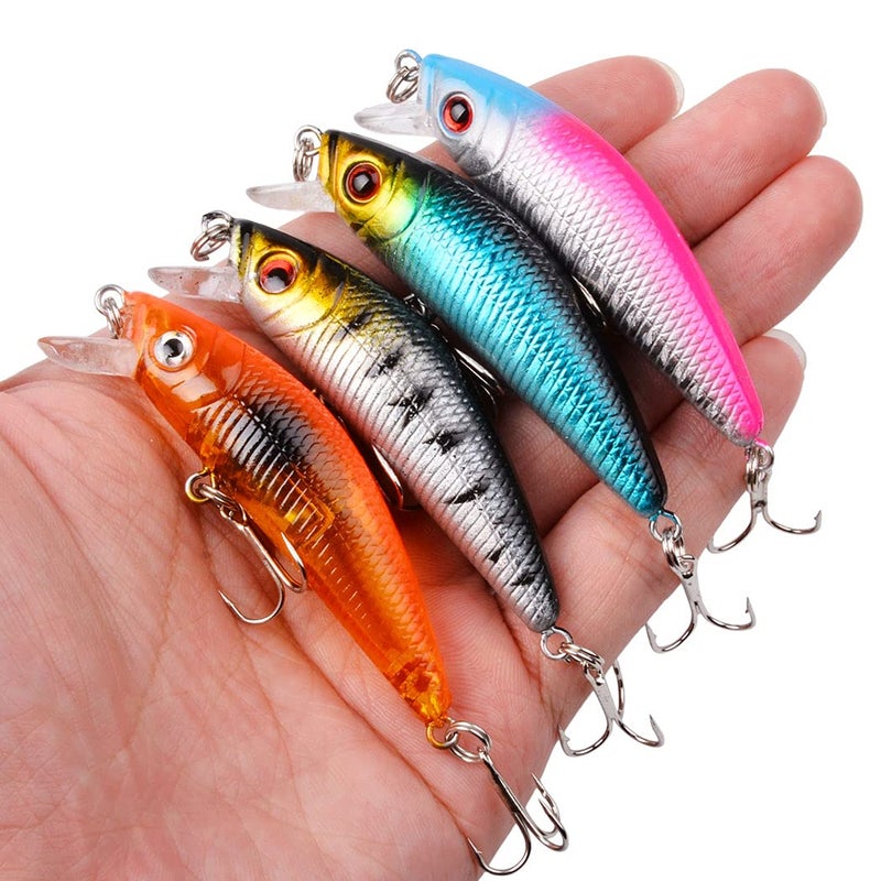 Aorace 56pcs Fishing Lures Large Hard Bait Minnow VIB Lure with Treble Hook Life-Like Swimbait Fishing Bait Popper Crankbait Vibe Sinking Lure for Bass Trout Walleye Redfish - Image 5