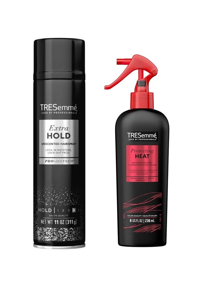 TRESemmé TRESemmé Extra Firm Control Hairspray, Unscented 311g + Hair Leave-In Heat Protecting Spray 236ml  - Image 1